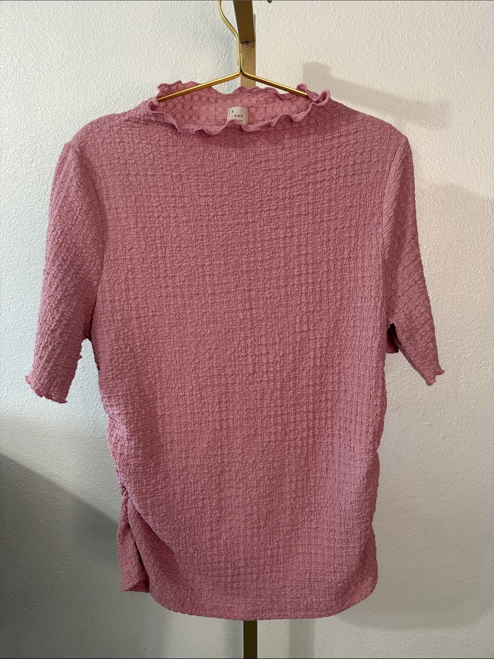 a new day Pink Ruffle Mock-Neck Short Sleeve Top- large